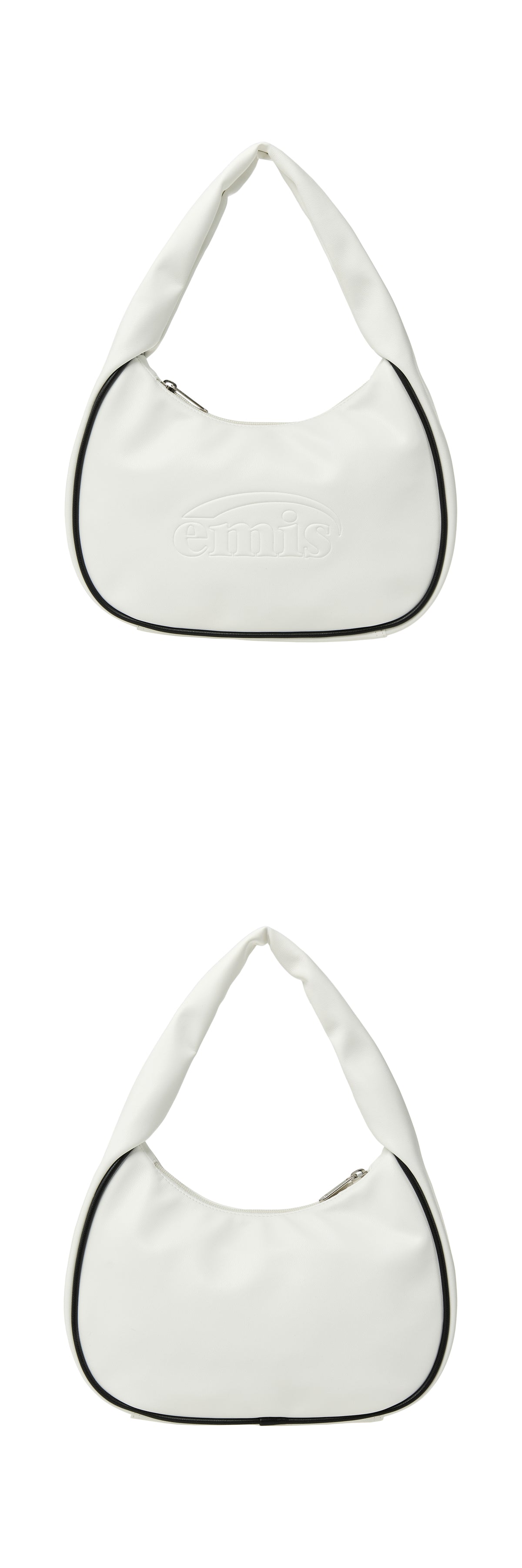 EMIS Embossed Logo Hobo Bag-White