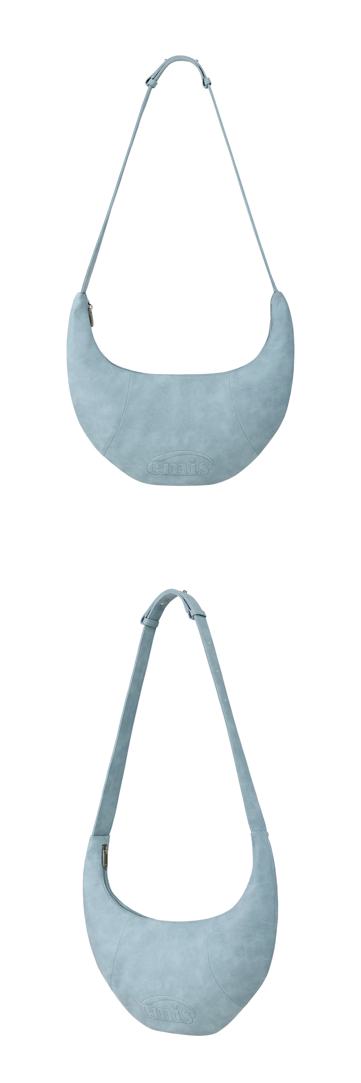 Emis Logo Embossed Half Moon Bag-Light Blue