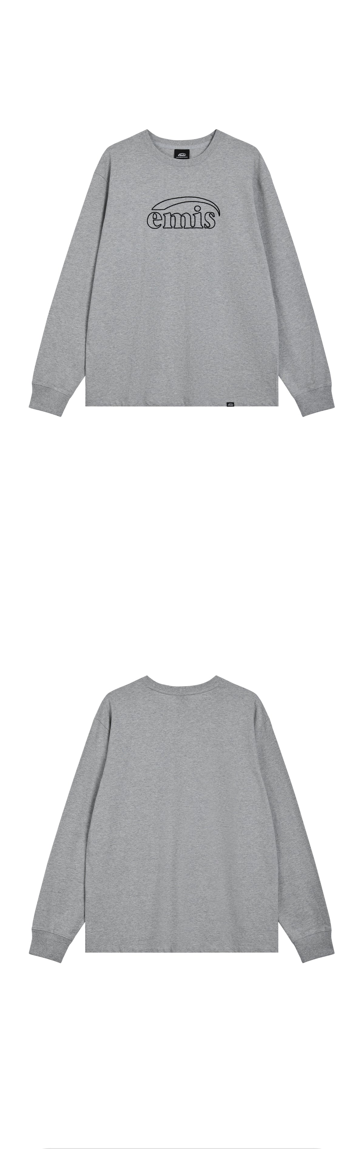 Emis Long Sleeve Chain Stitch T-Shirt-Melange Gray
