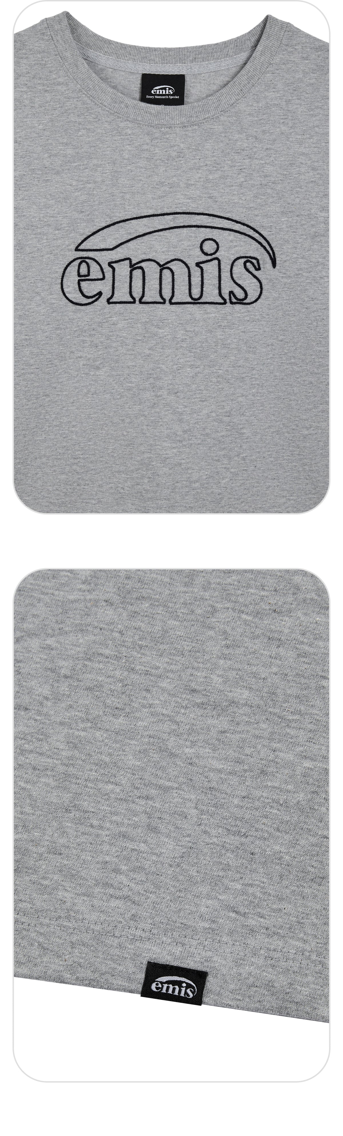 Emis Long Sleeve Chain Stitch T-Shirt-Melange Gray
