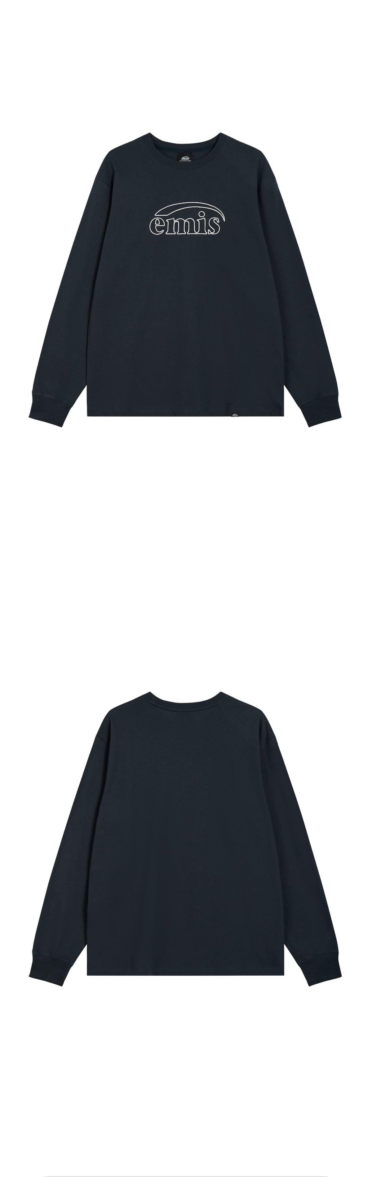 Emis Long Sleeve Chain Stitch T-Shirt-Navy