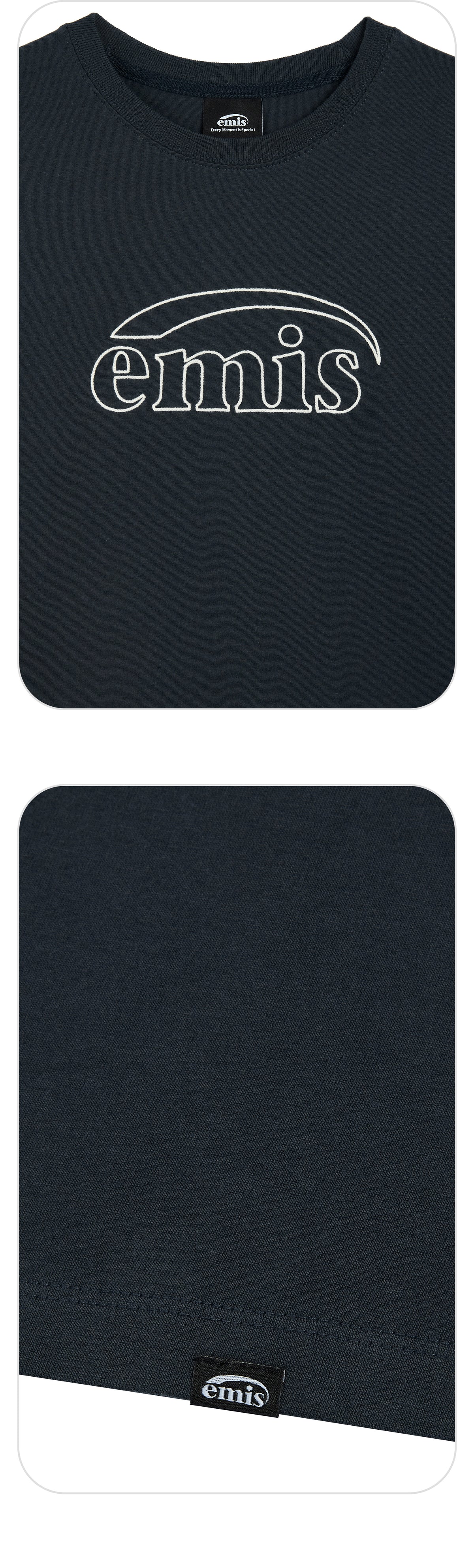 Emis Long Sleeve Chain Stitch T-Shirt-Navy