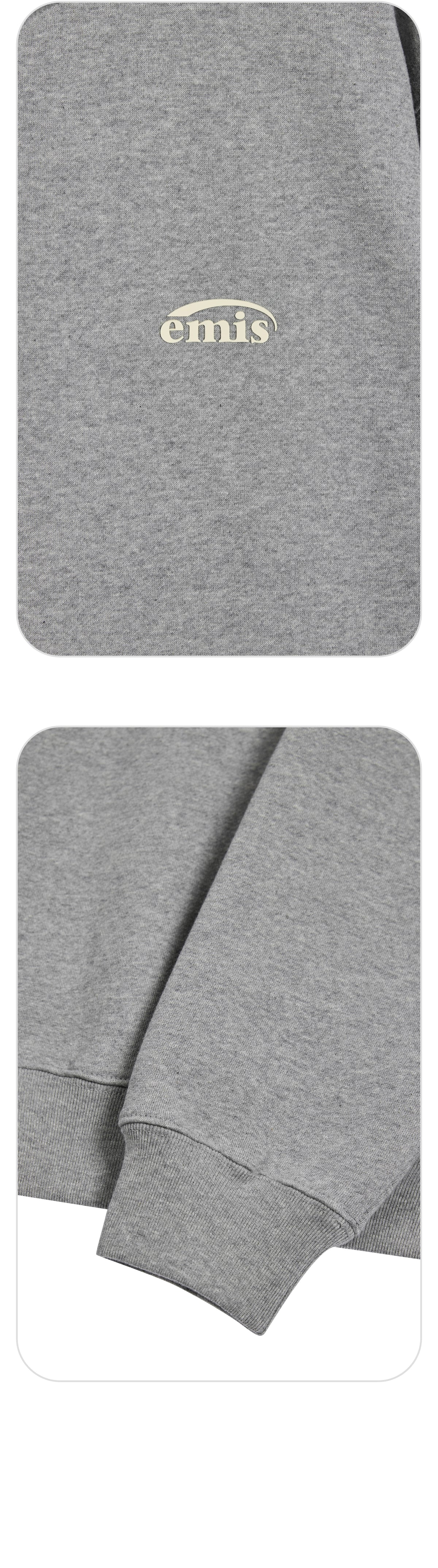Emis Half Zip-Up Logo Sweat Shirt-Melange Gray