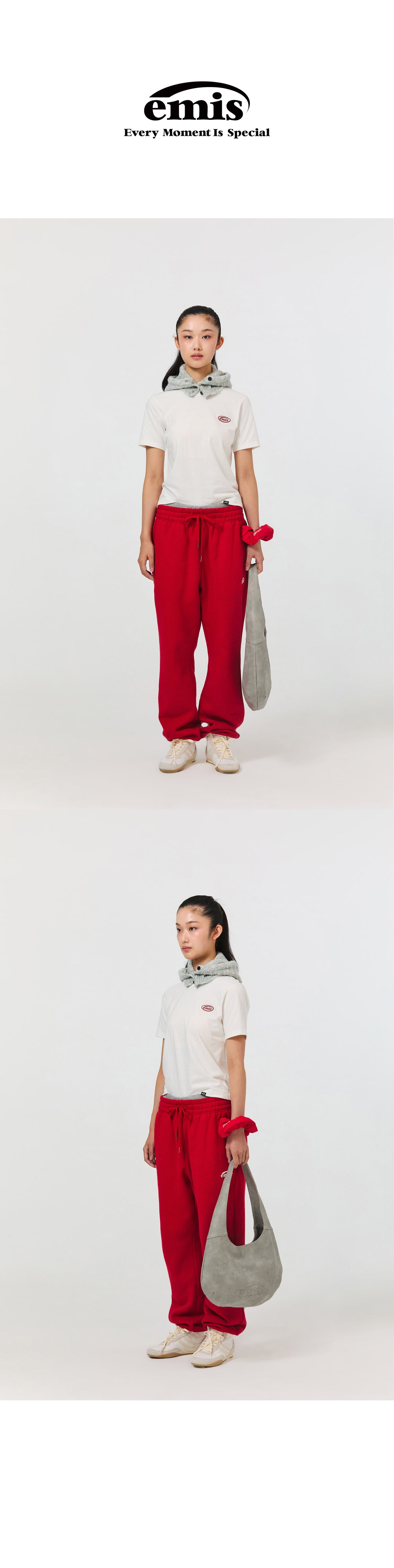 Emis Logo Jogger Sweat Pants-Red