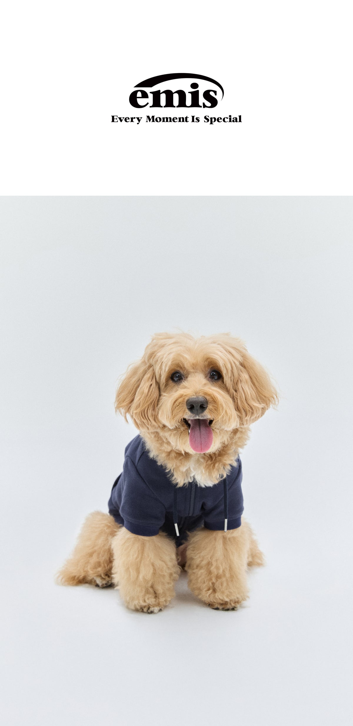 EMIS (Pet) Lettering Logo Zip Up Hoodie-Navy
