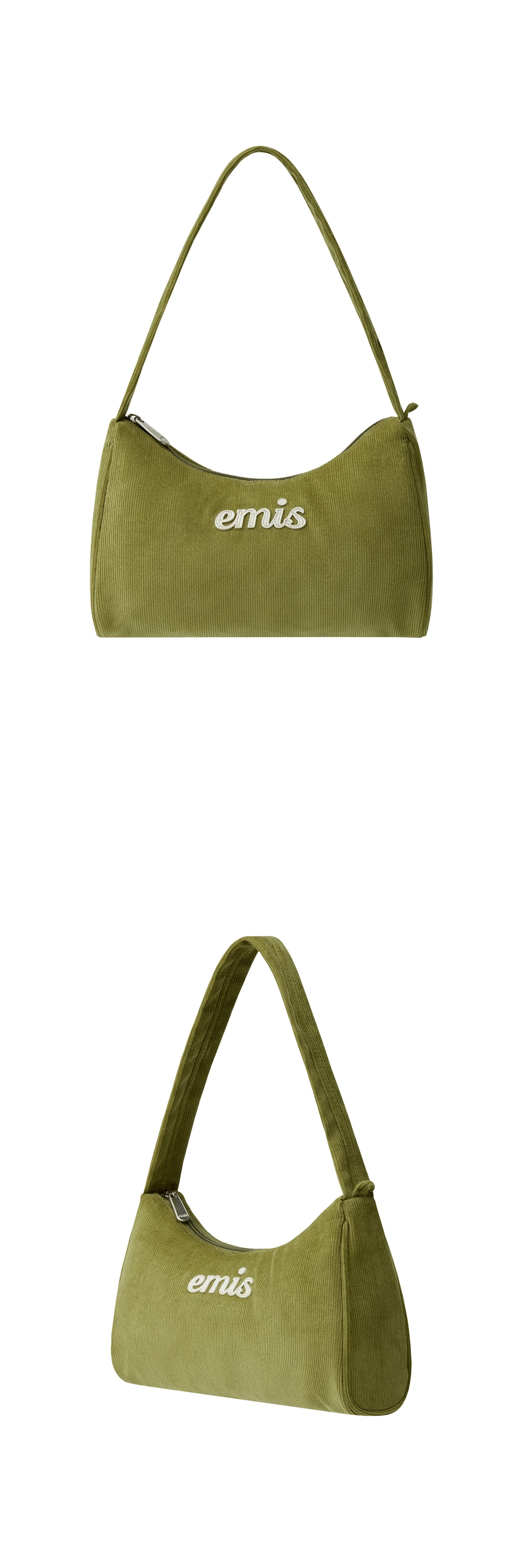 EMIS Corduroy Applique Hobo Bag-Olive