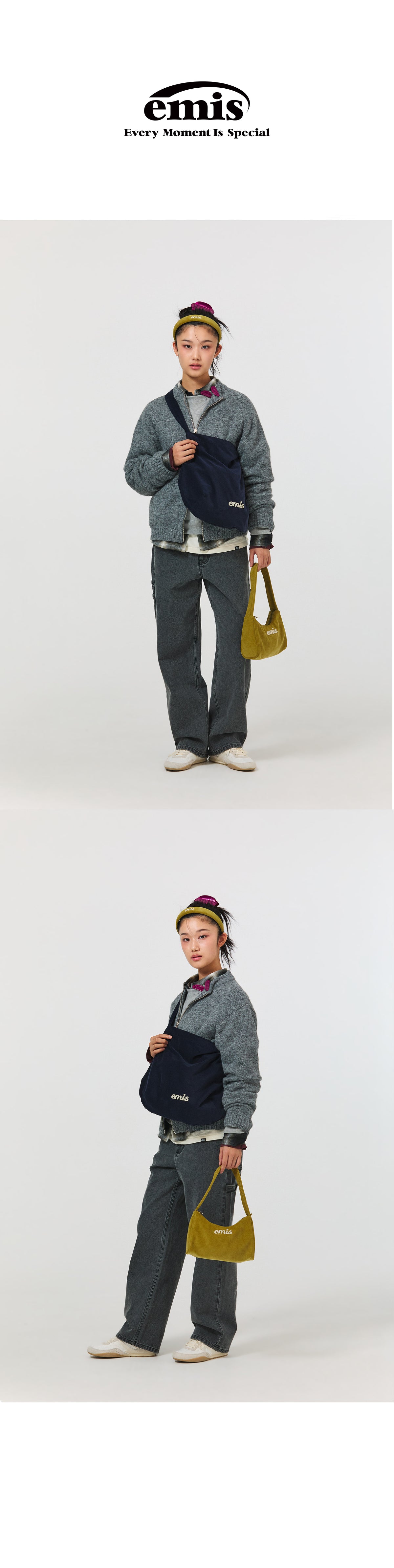 EMIS Corduroy Applique Hobo Bag-Olive