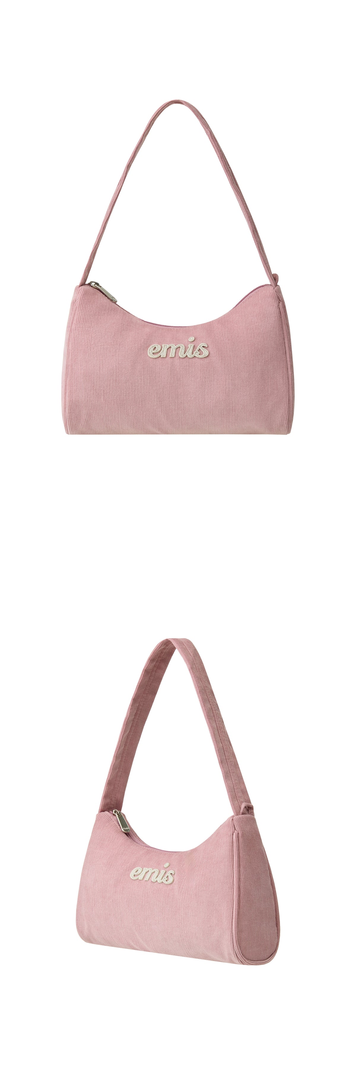 EMIS Corduroy Applique Hobo Bag-Pink