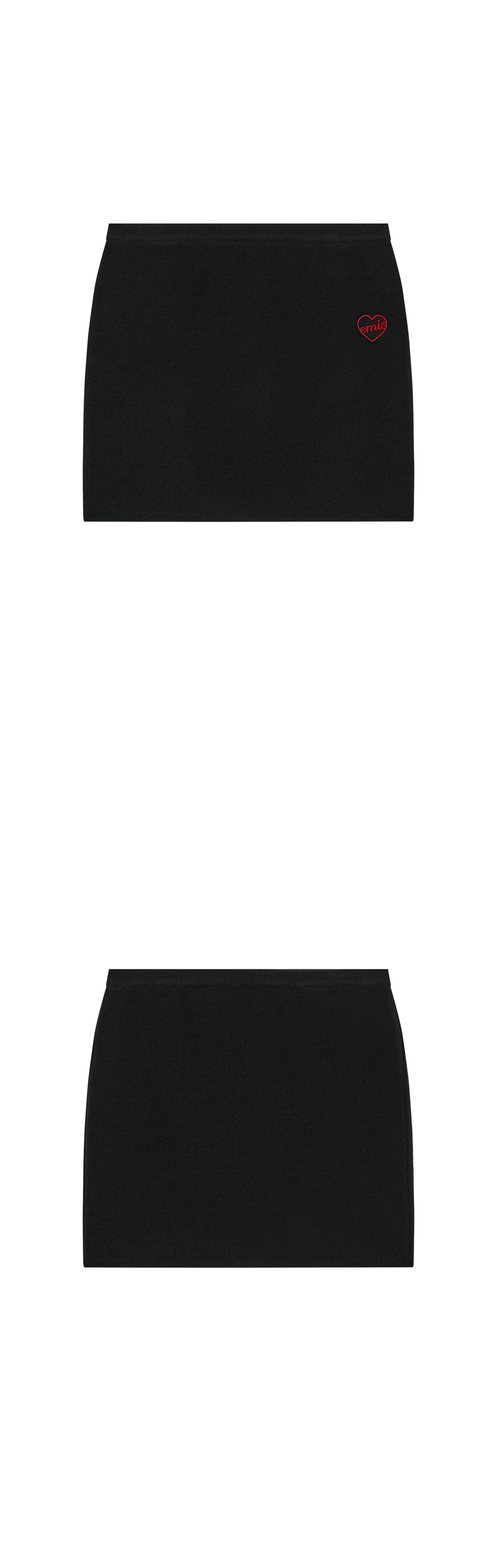 Emis Heart Knit Skirt-Black