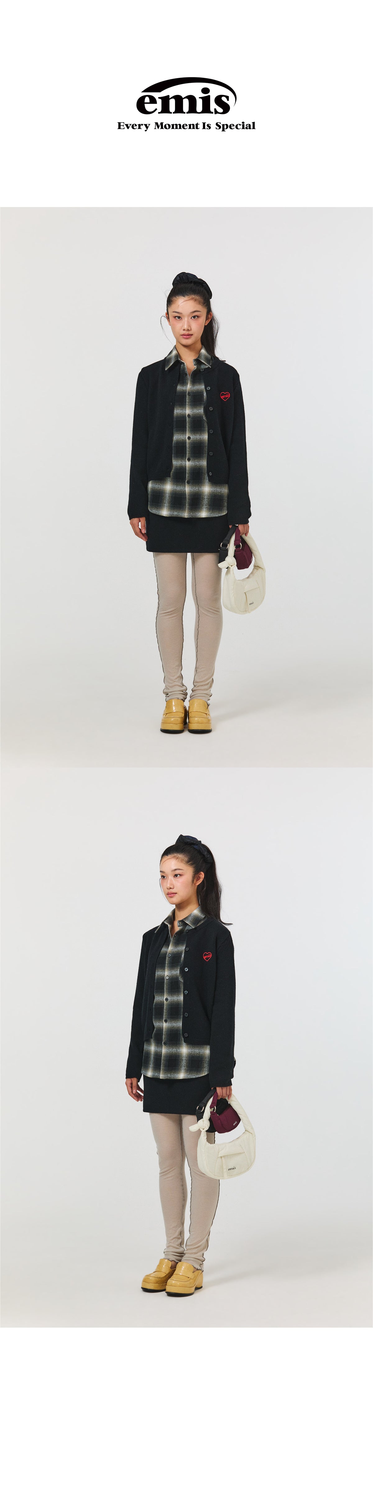 Emis Heart Knit Skirt-Black
