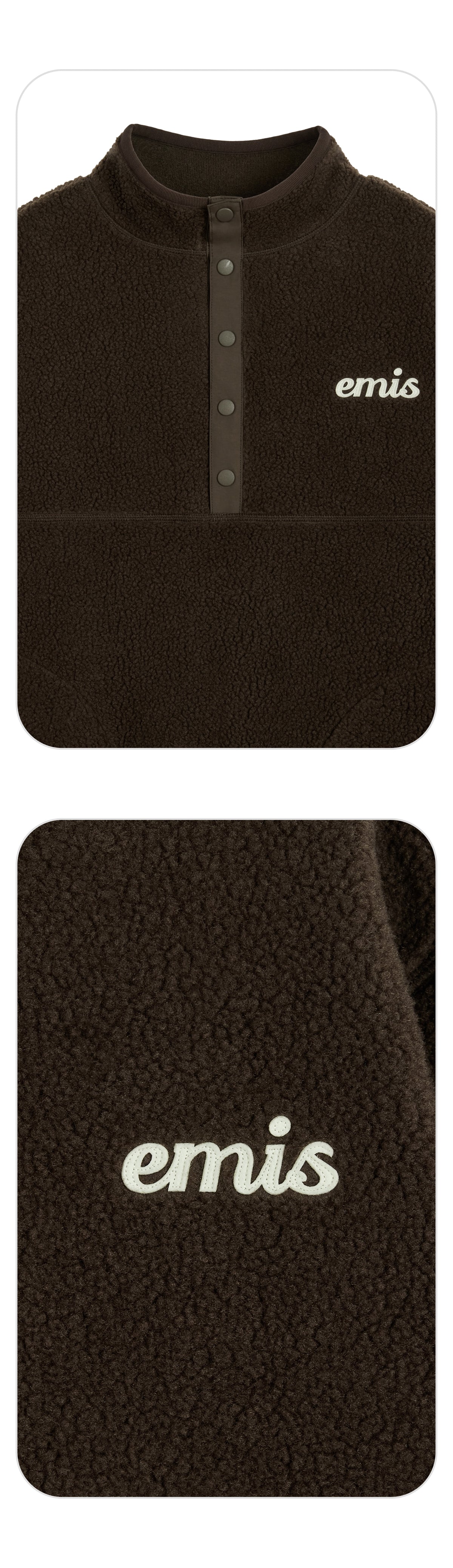 EMIS Oversized Half Neck Fleece Top-Brown