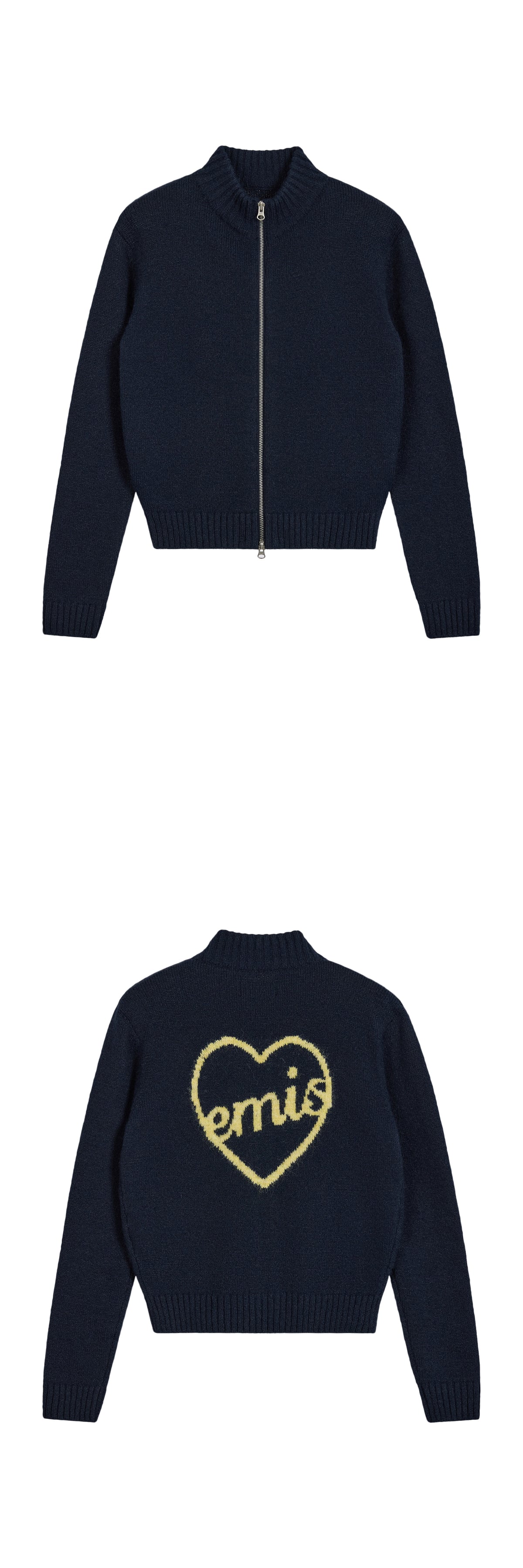 Emis Heart Logo Zip Cardigan-Navy