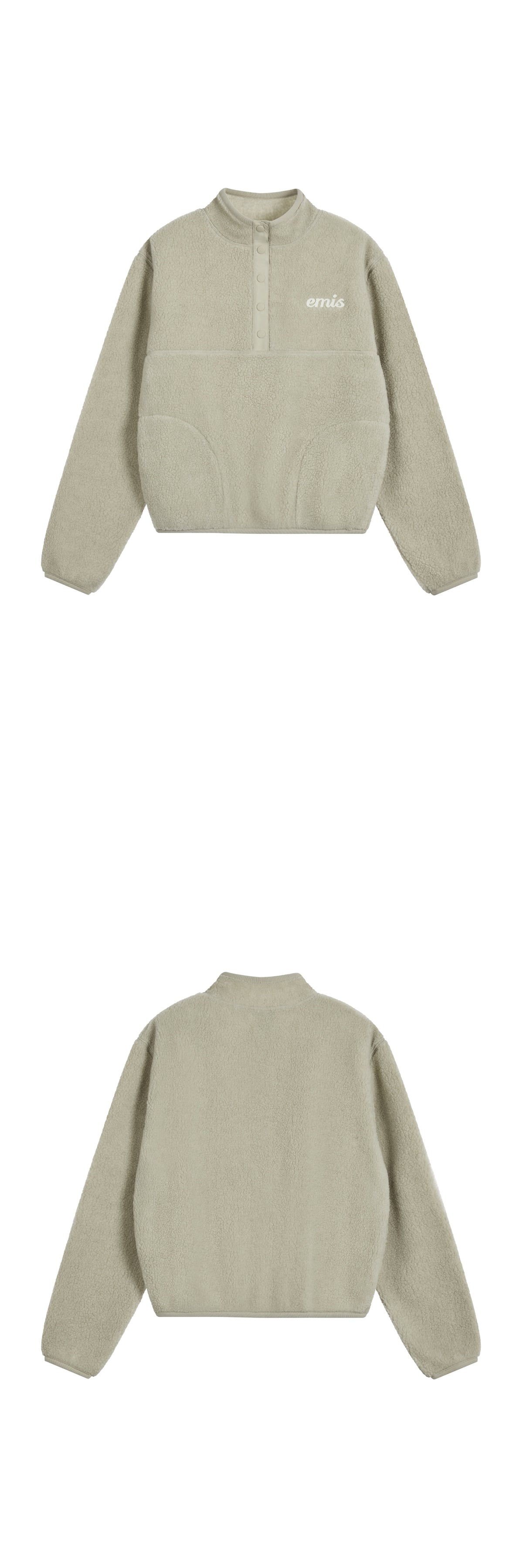 EMIS Half Neck Fleece Top-Beige