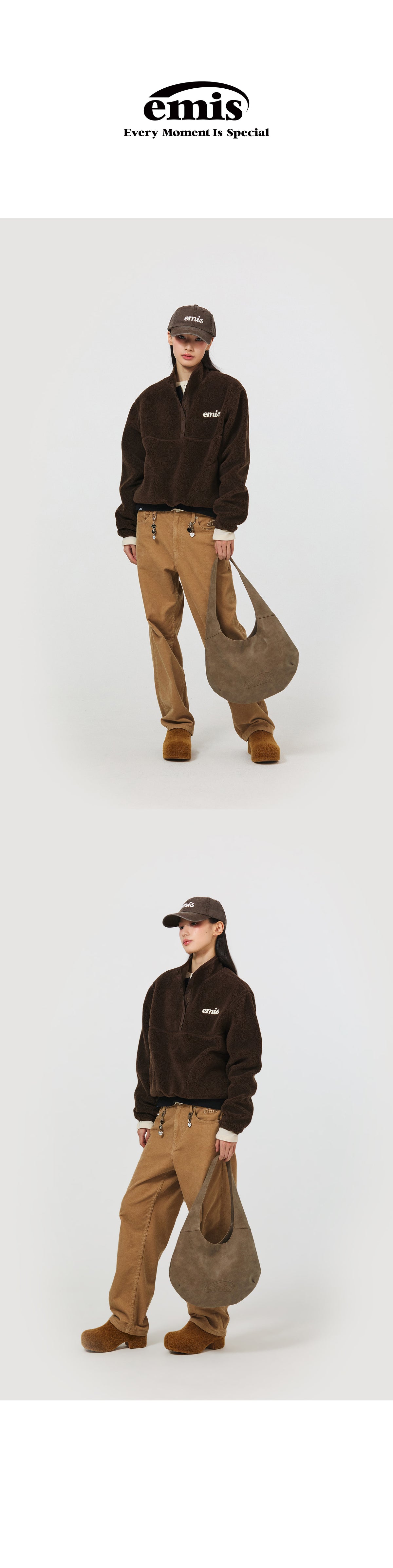 EMIS Half Neck Fleece Top-Brown