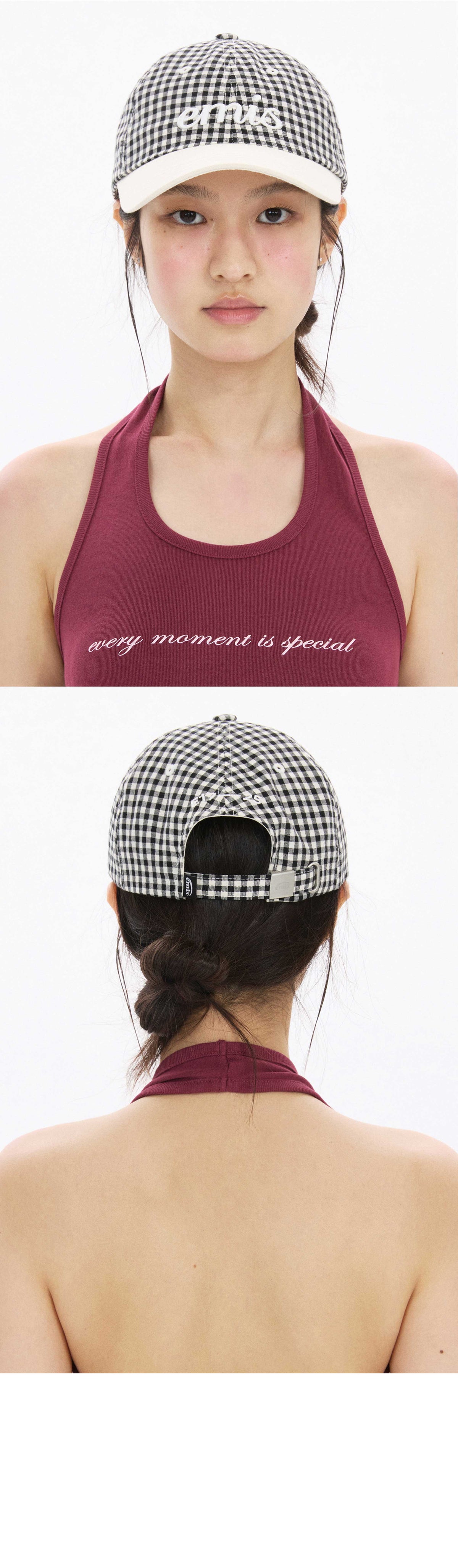 EMIS Gingham Check Ball Cap-Black