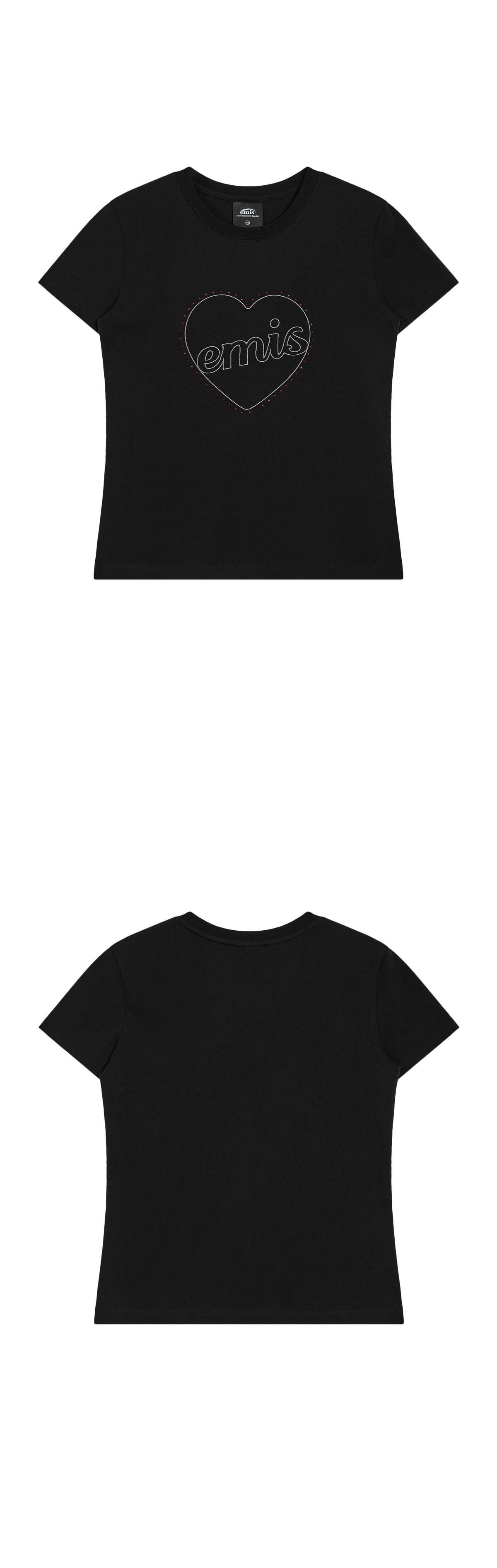 EMIS Heart Rhinestone T-Shirt-Black