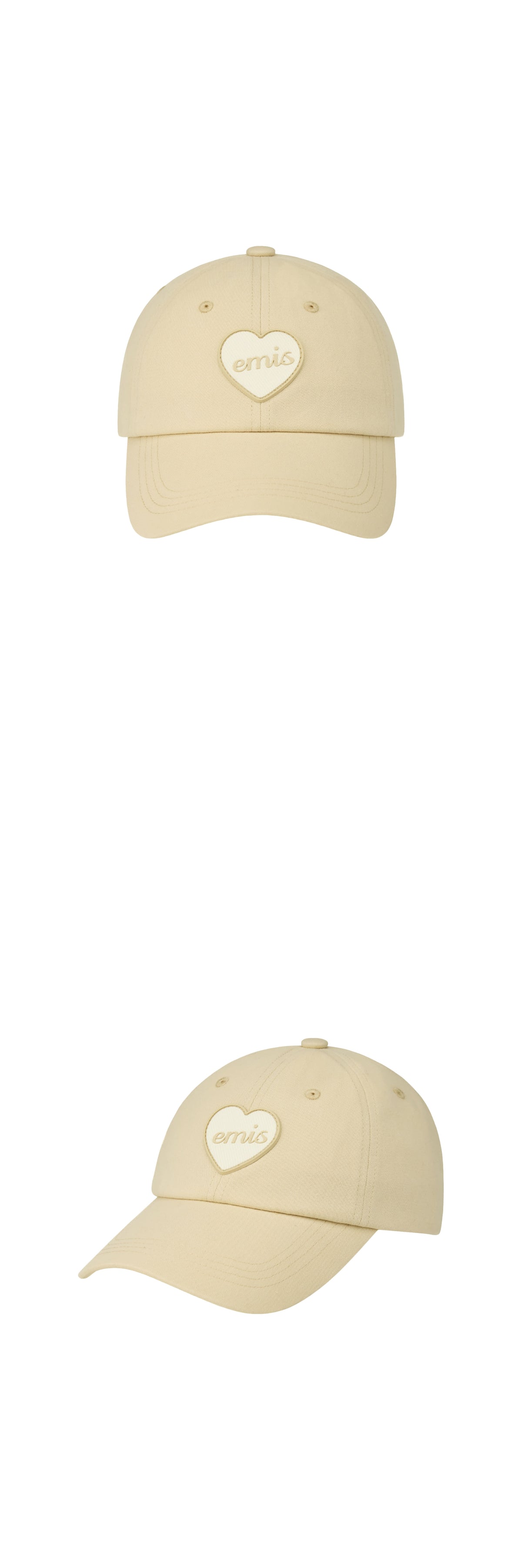 Emis Heart Rubber Patch Ball Cap-Beige