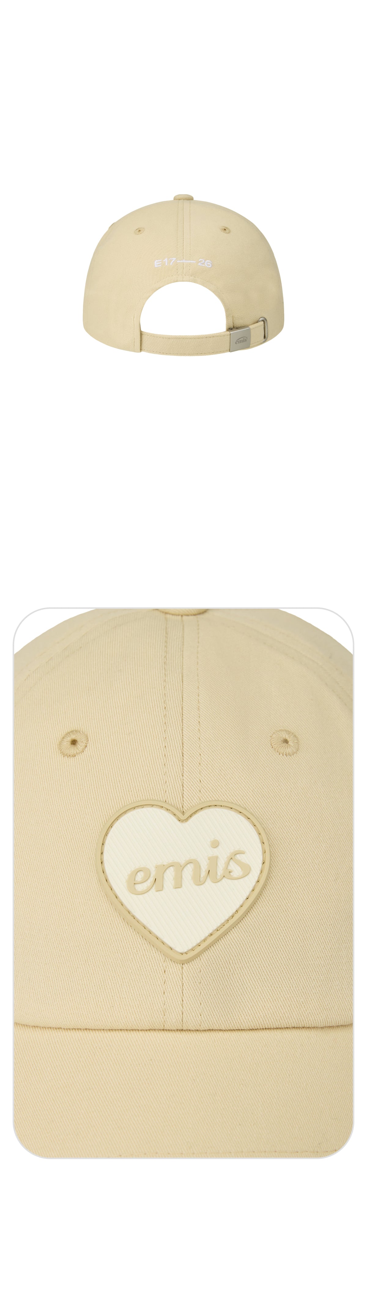 Emis Heart Rubber Patch Ball Cap-Beige