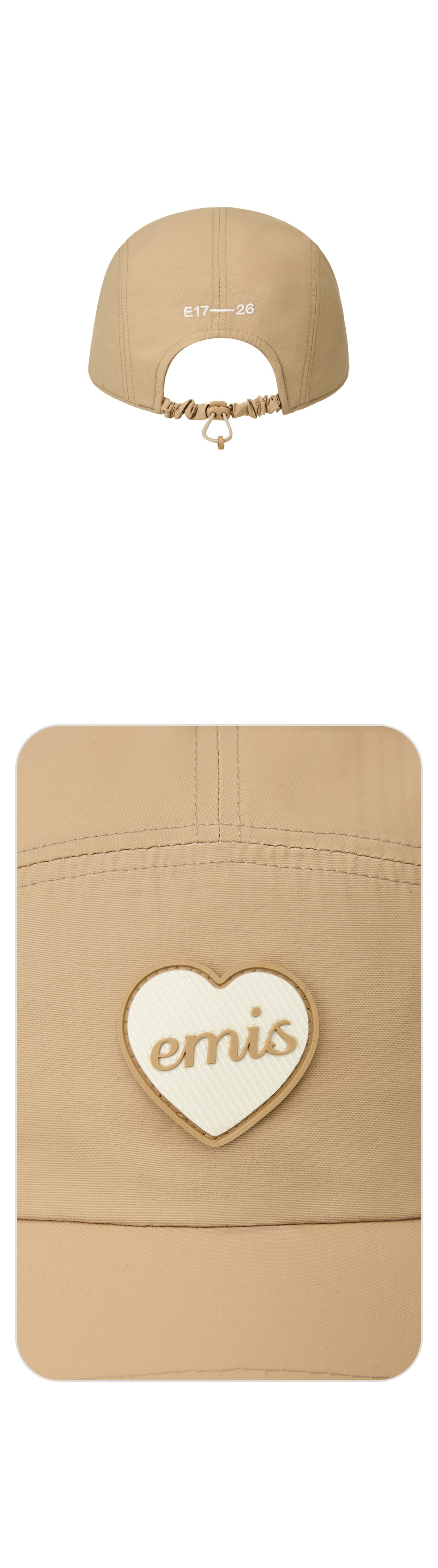 Emis Heart Rubber Patch Camp Cap-Beige