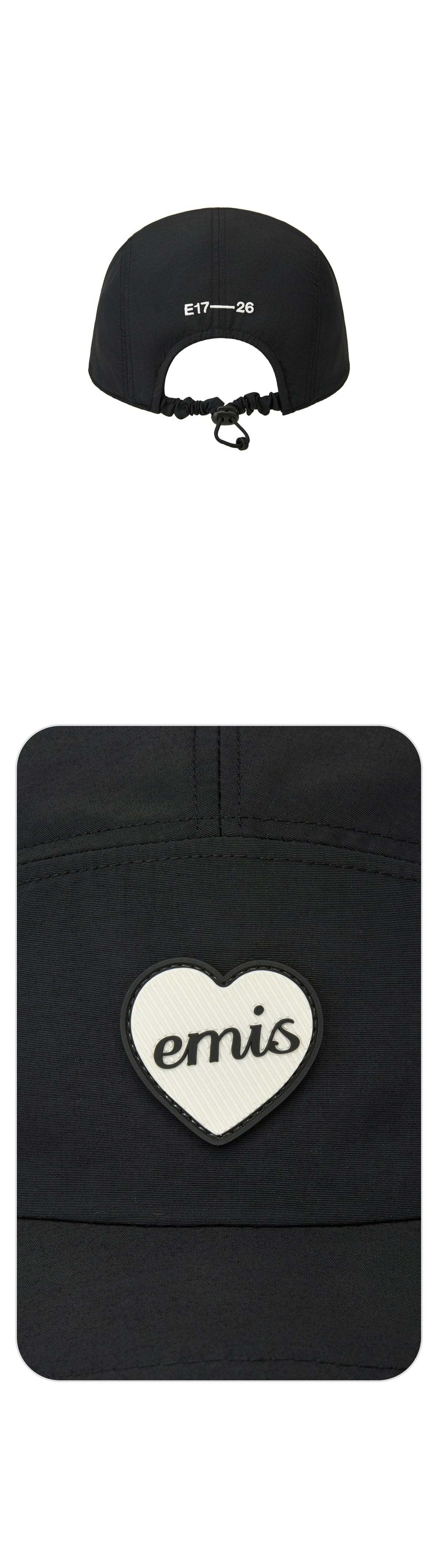 Emis Heart Rubber Patch Camp Cap-Black
