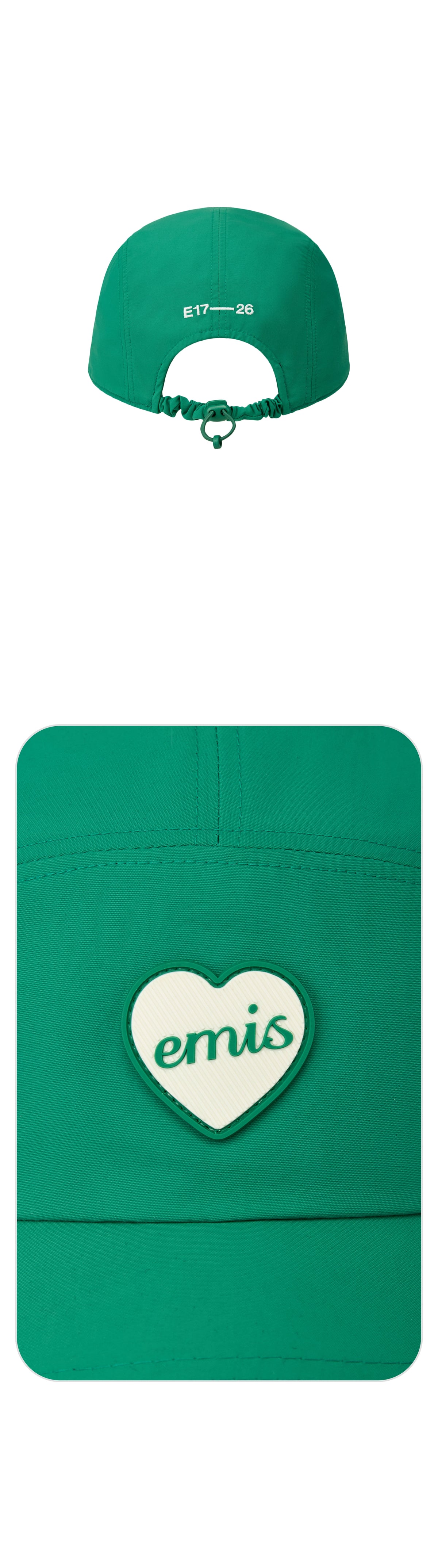 Emis Heart Rubber Patch Camp Cap-Green