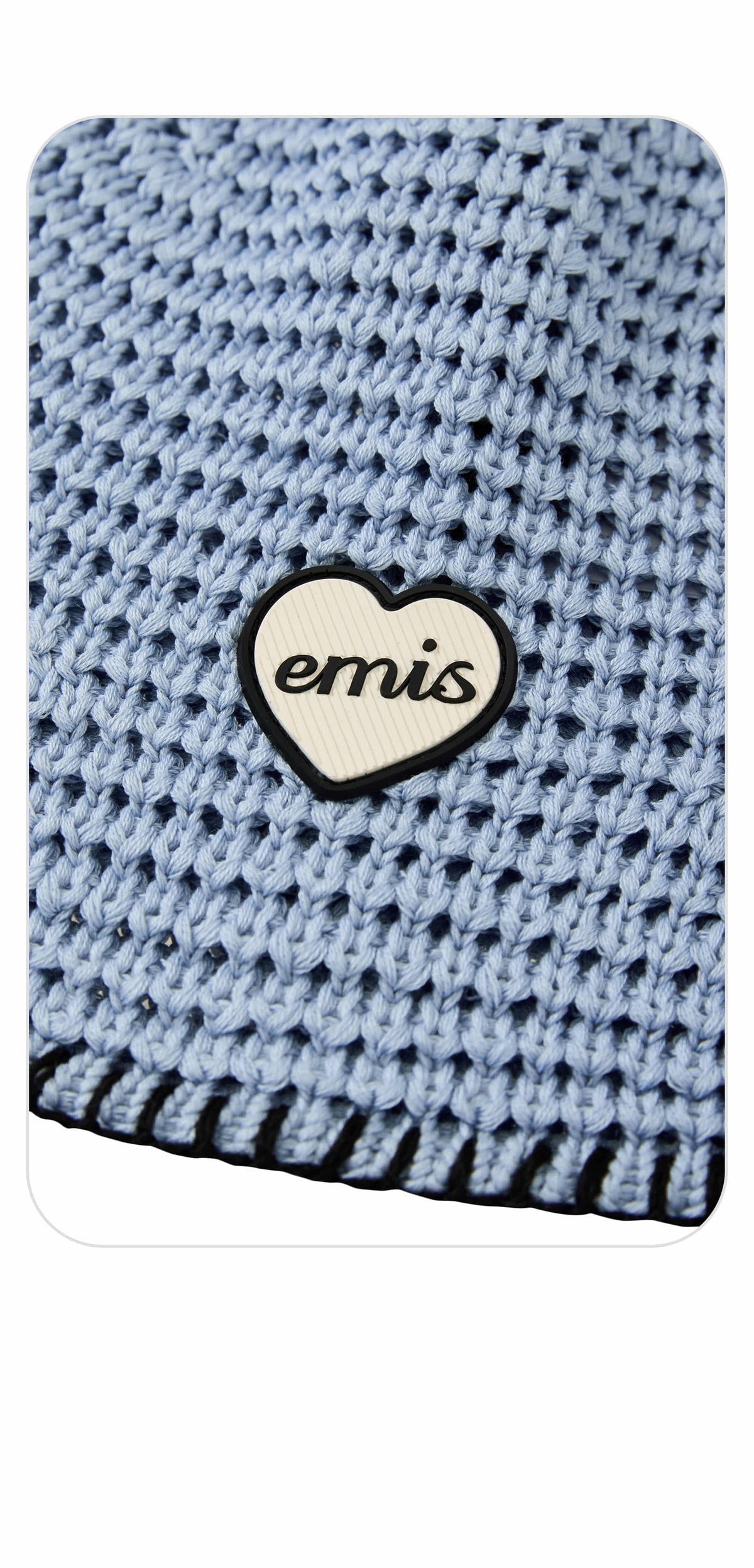Emis Heart Rubber Patch Knit Bucket Hat-Pastel Blue