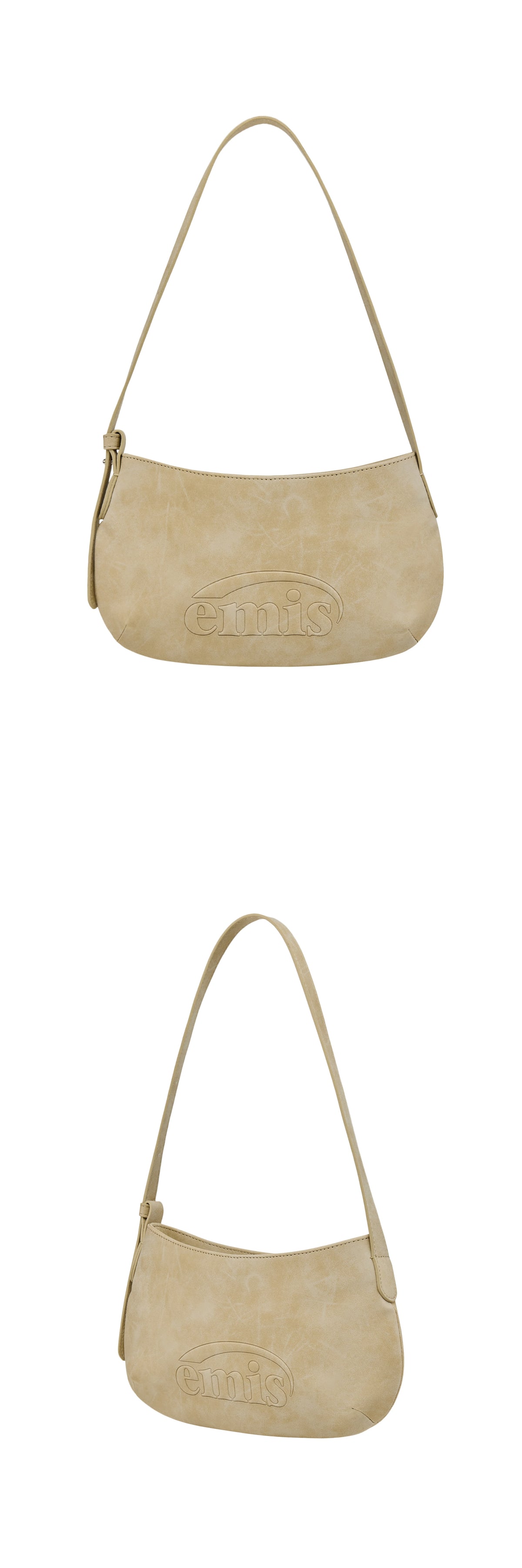 EMIS Logo Embossed Tote Bag-Beige