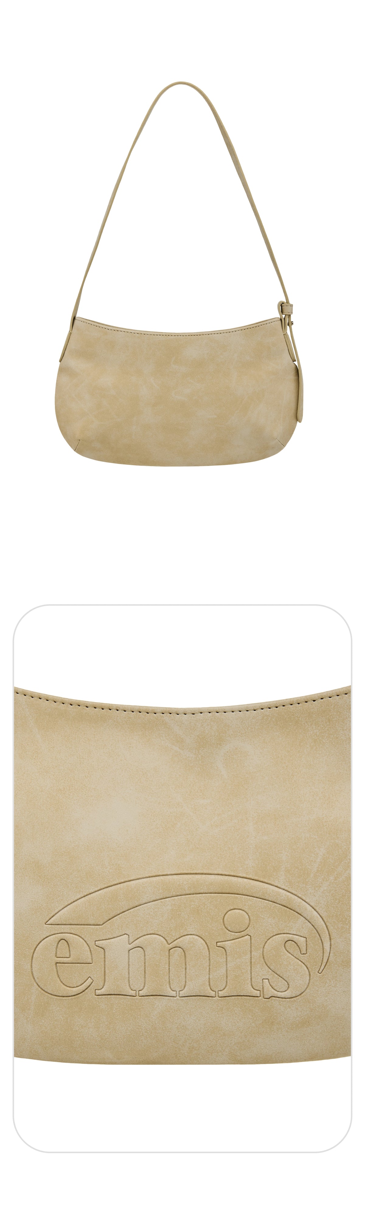 EMIS Logo Embossed Tote Bag-Beige