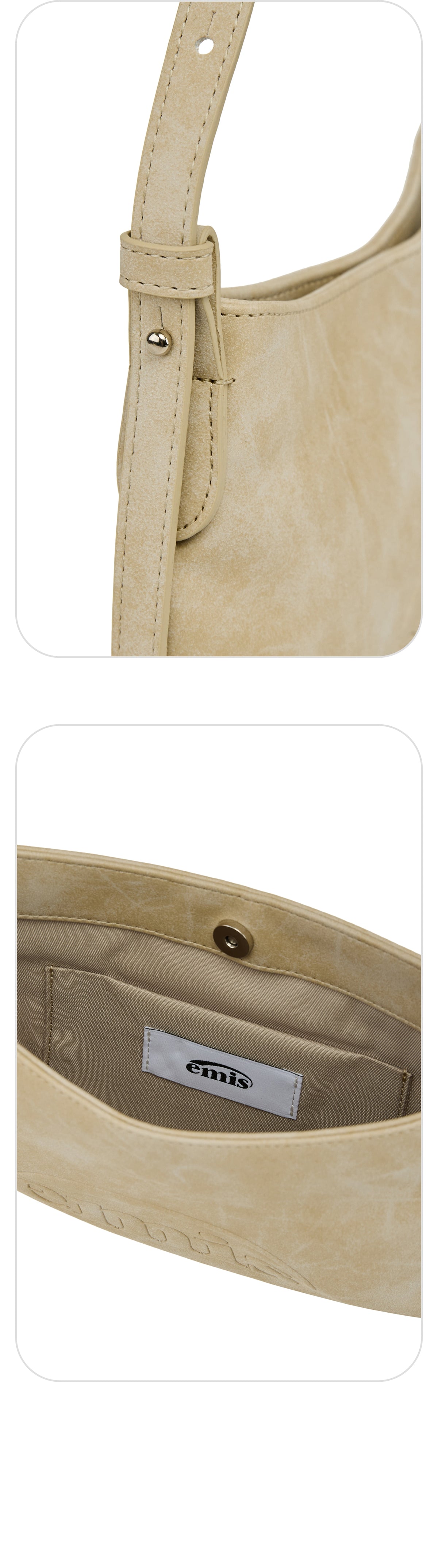 EMIS Logo Embossed Tote Bag-Beige