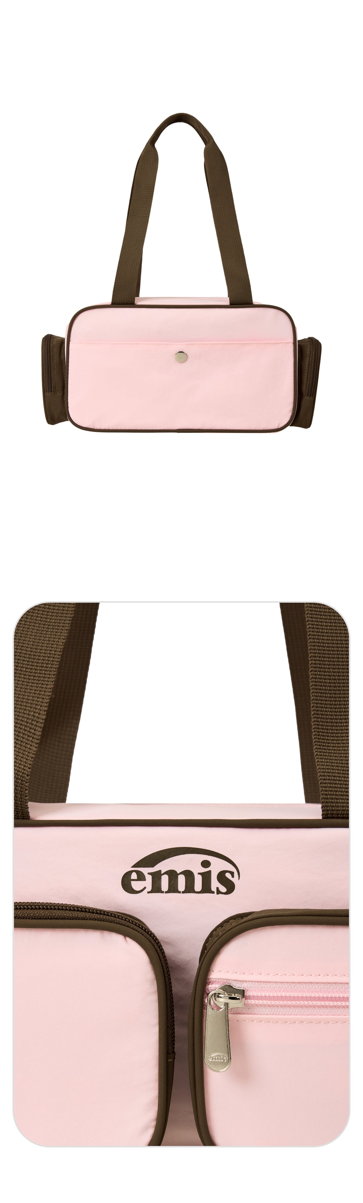 Emis Nylon Color-Block Shoulder Bag-Pink