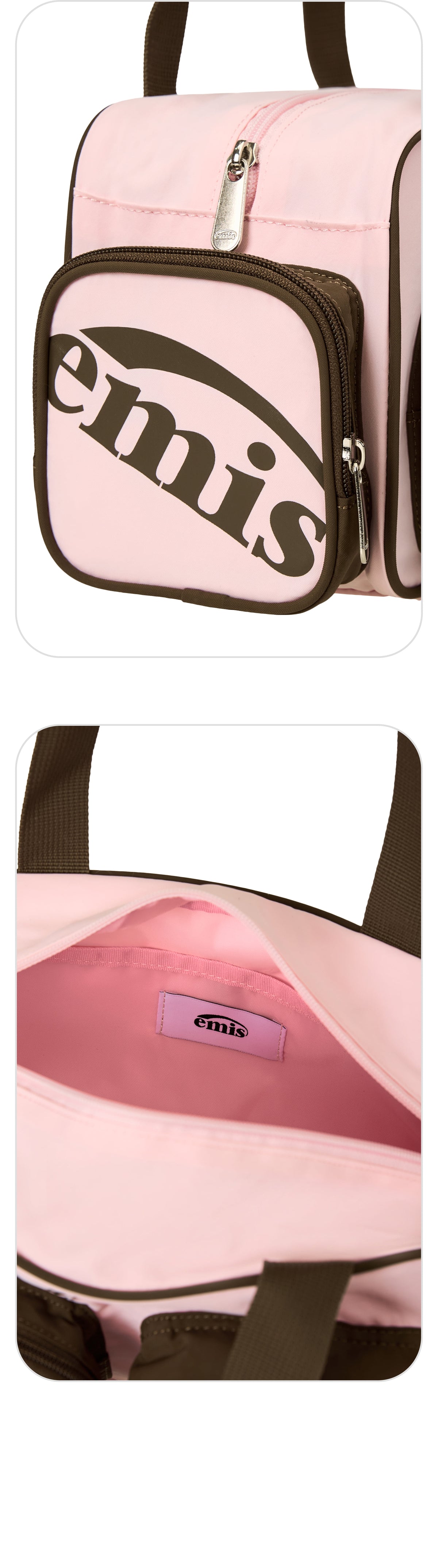Emis Nylon Color-Block Shoulder Bag-Pink
