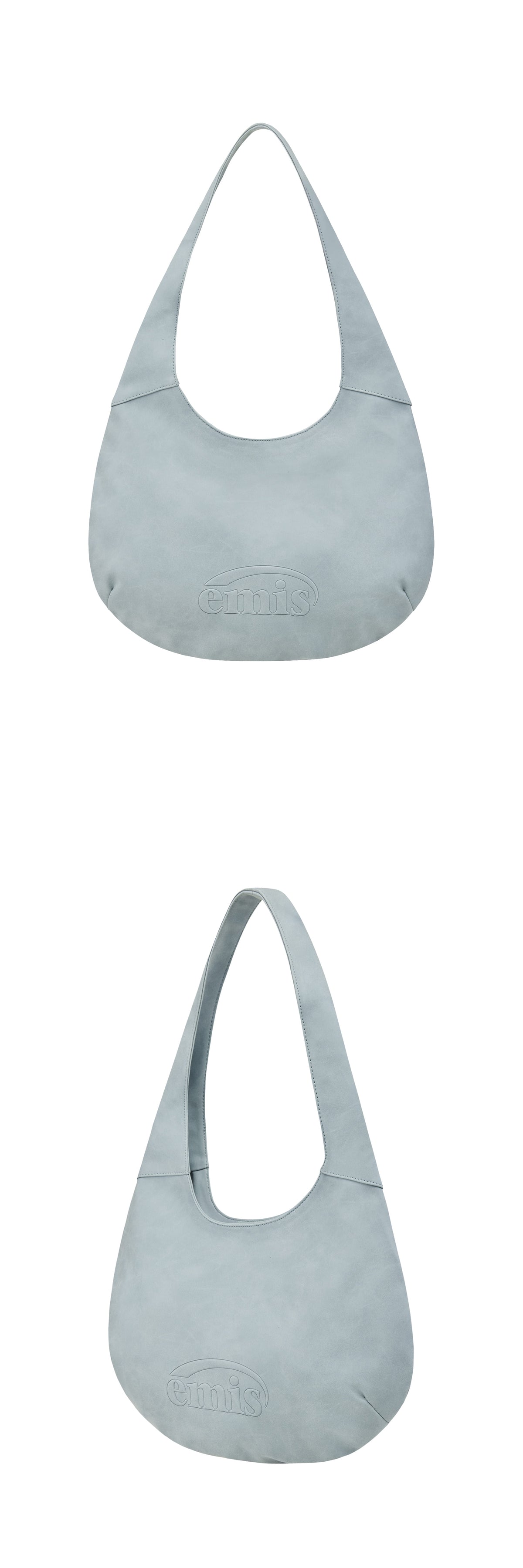 Emis Logo Embossed Shoulder Bag-Pastel Blue