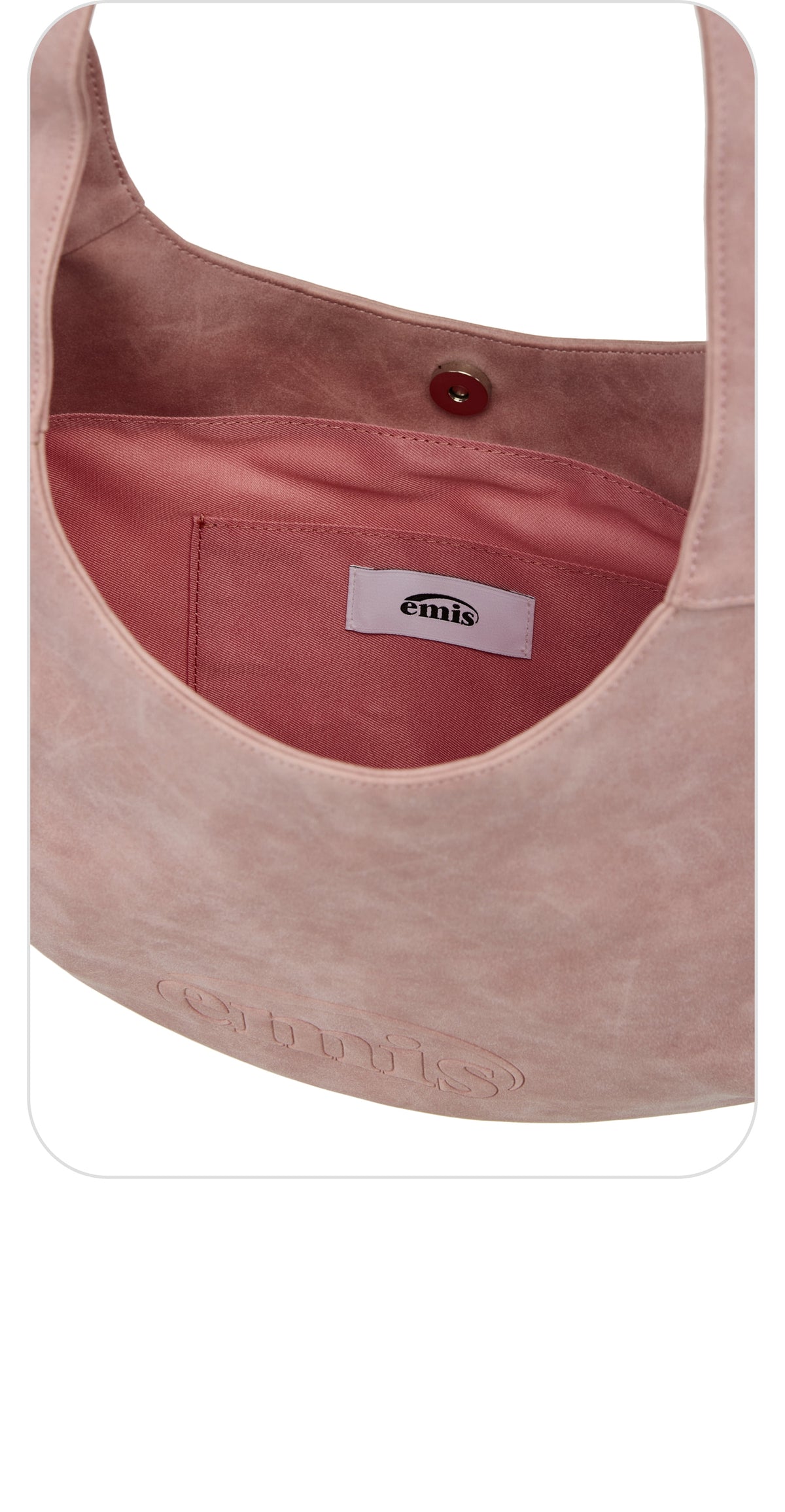 Emis Logo Embossed Shoulder Bag-Pink