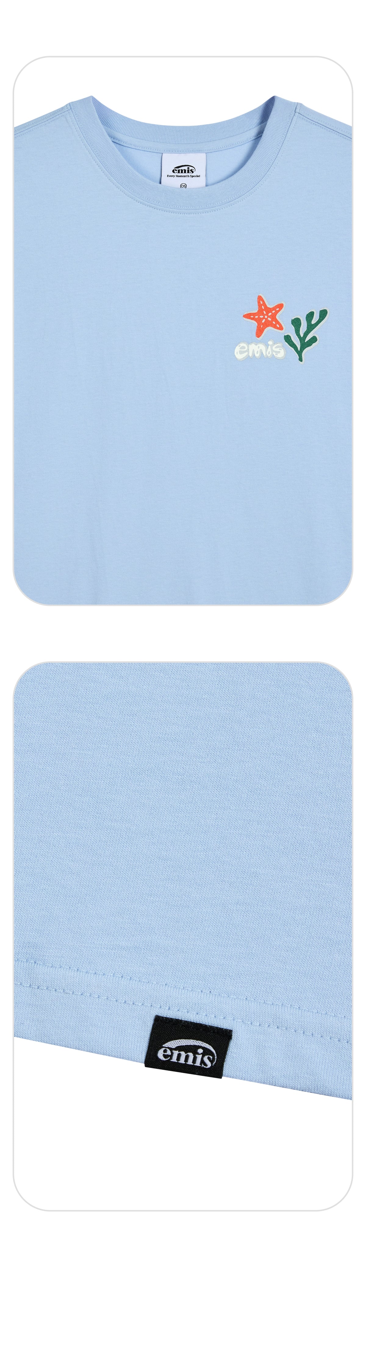 EMIS Coastal Embroidery T-Shirt-Pastel Blue