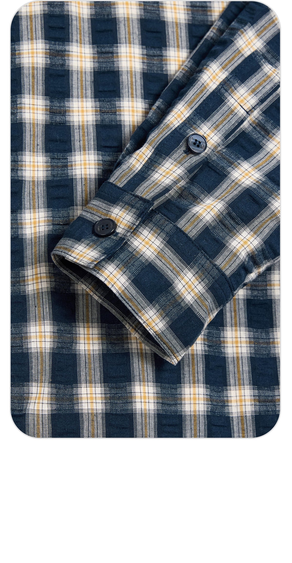 Emis Hooded Check Shirt-Navy