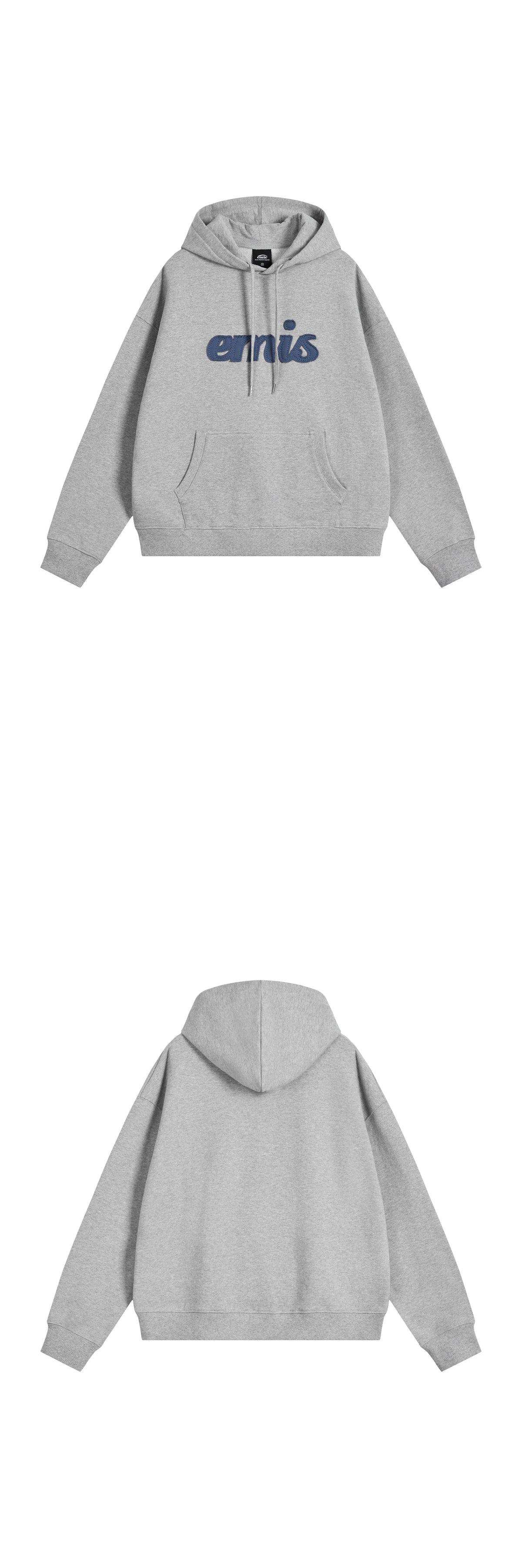 Emis Color-Block Applique Hoodie-Gray