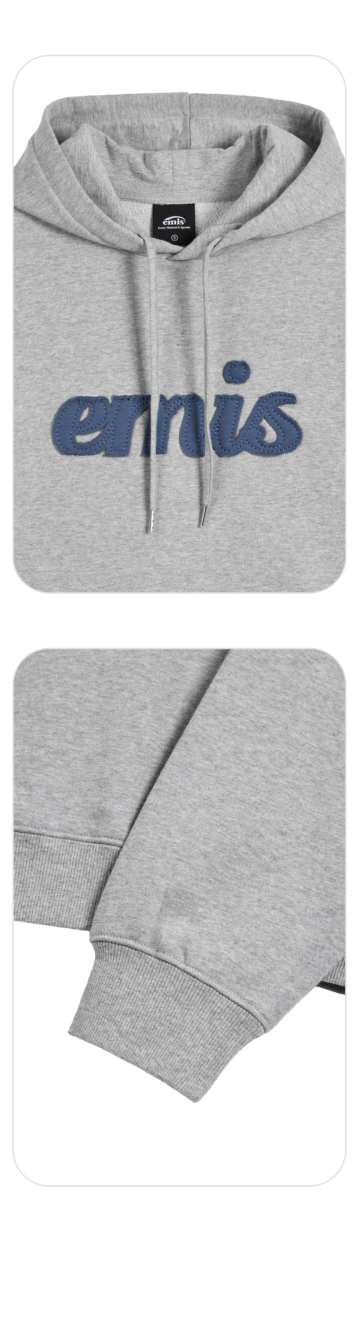 Emis Color-Block Applique Hoodie-Gray