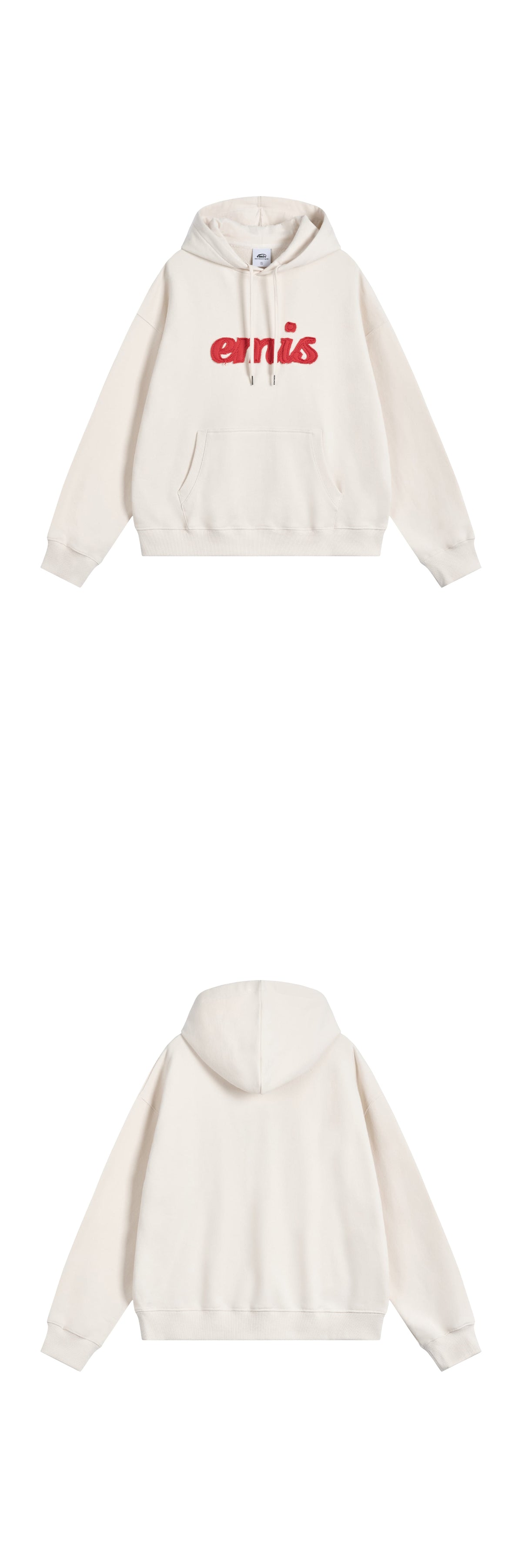 Emis Color-Block Applique Hoodie-Ivory