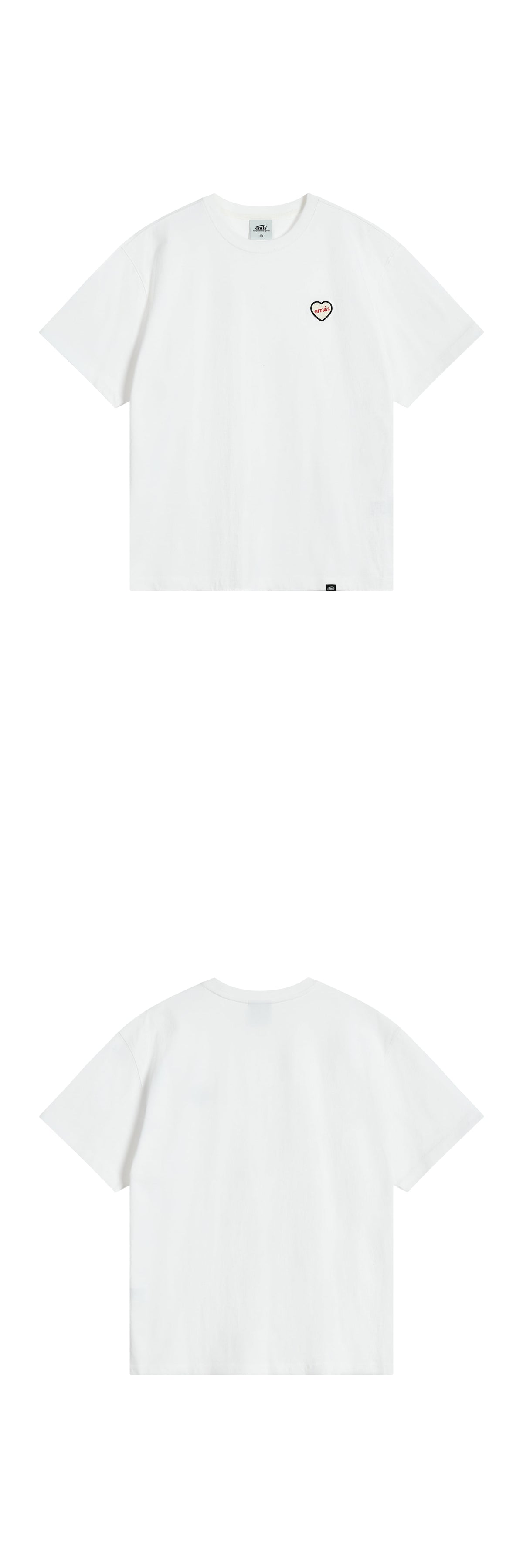 Emis Heart Rubber Patch T-Shirt-White