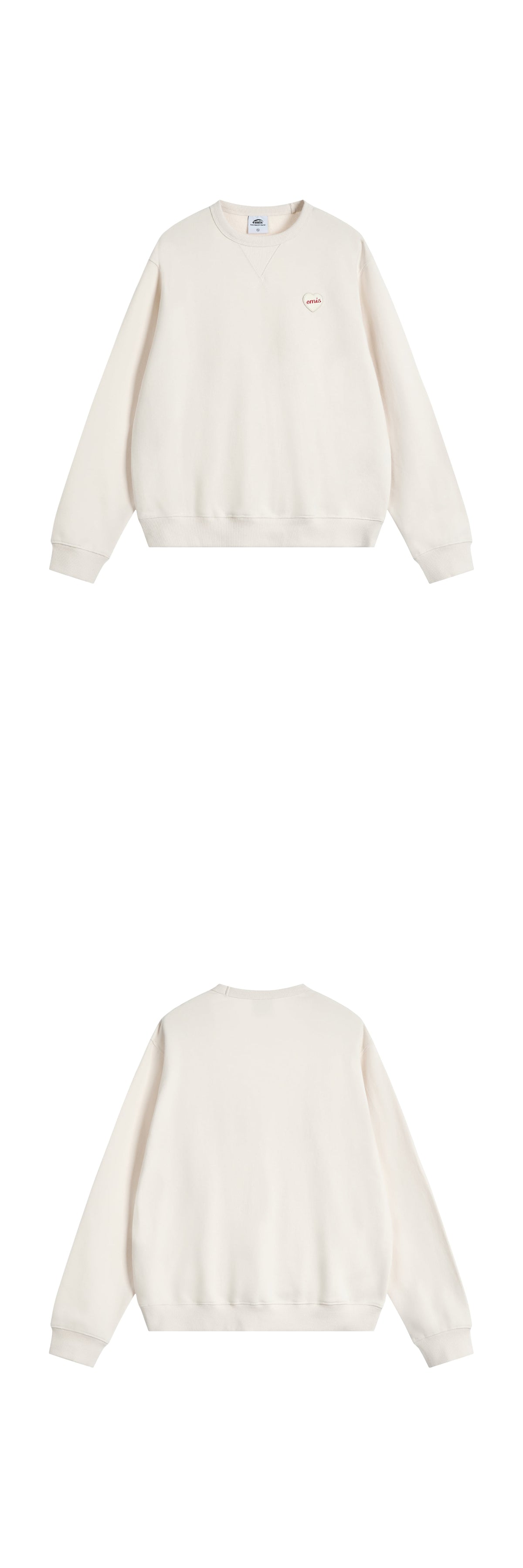 Emis Heart Rubber Patch Sweatshirt-Ivory