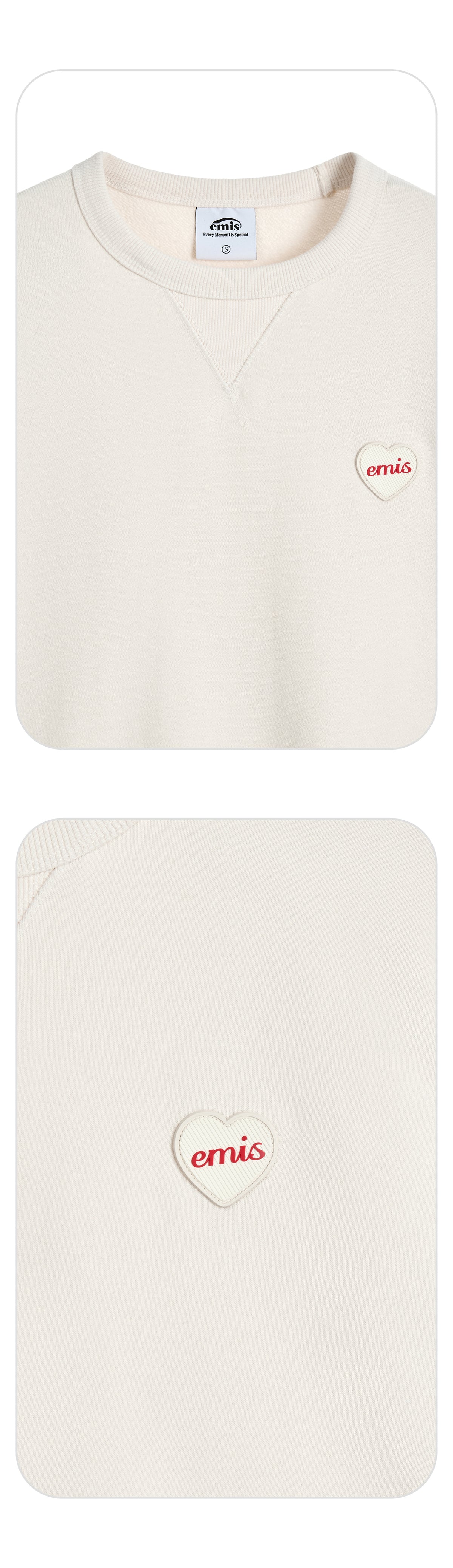 Emis Heart Rubber Patch Sweatshirt-Ivory