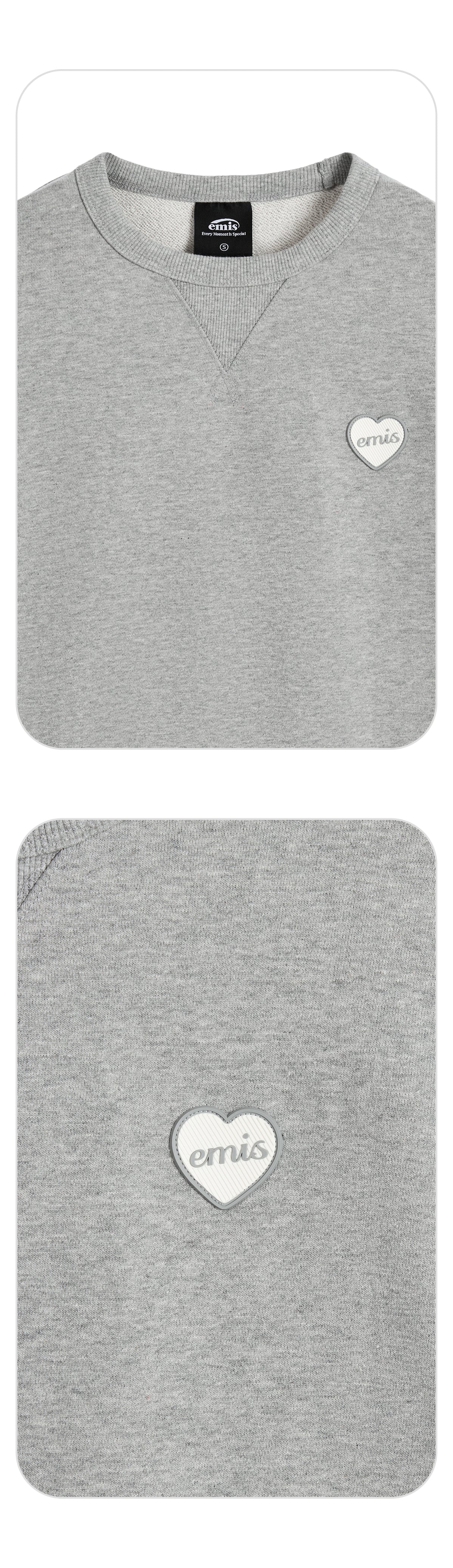 EMIS Heart Rubber Patch Sweatshirt-Melange Gray