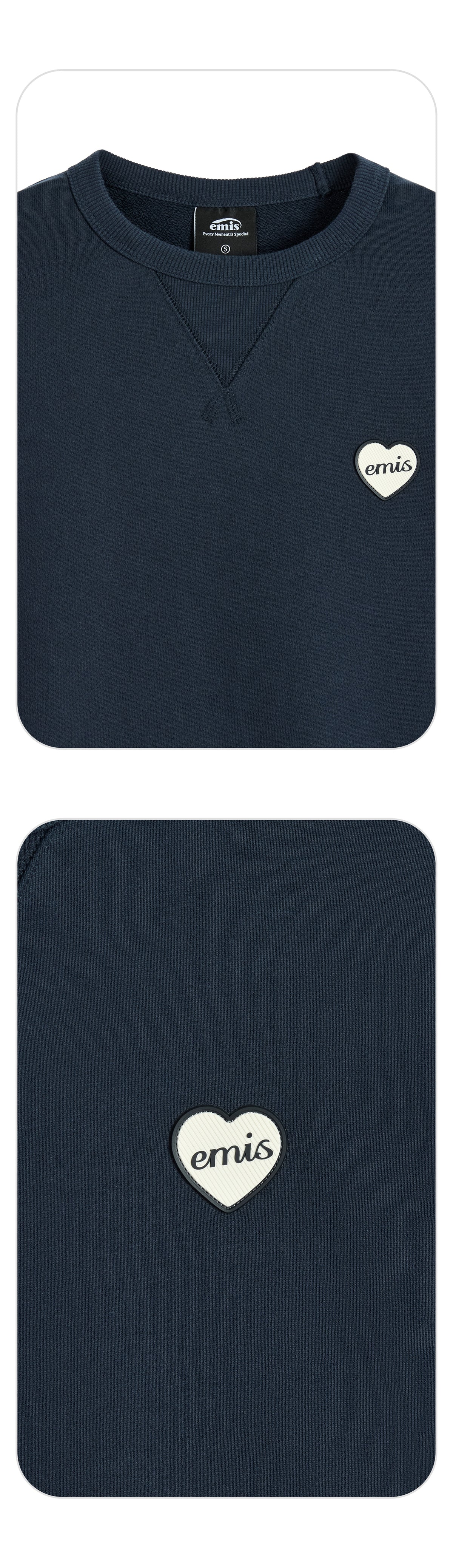 EMIS Heart Rubber Patch Sweatshirt-Navy