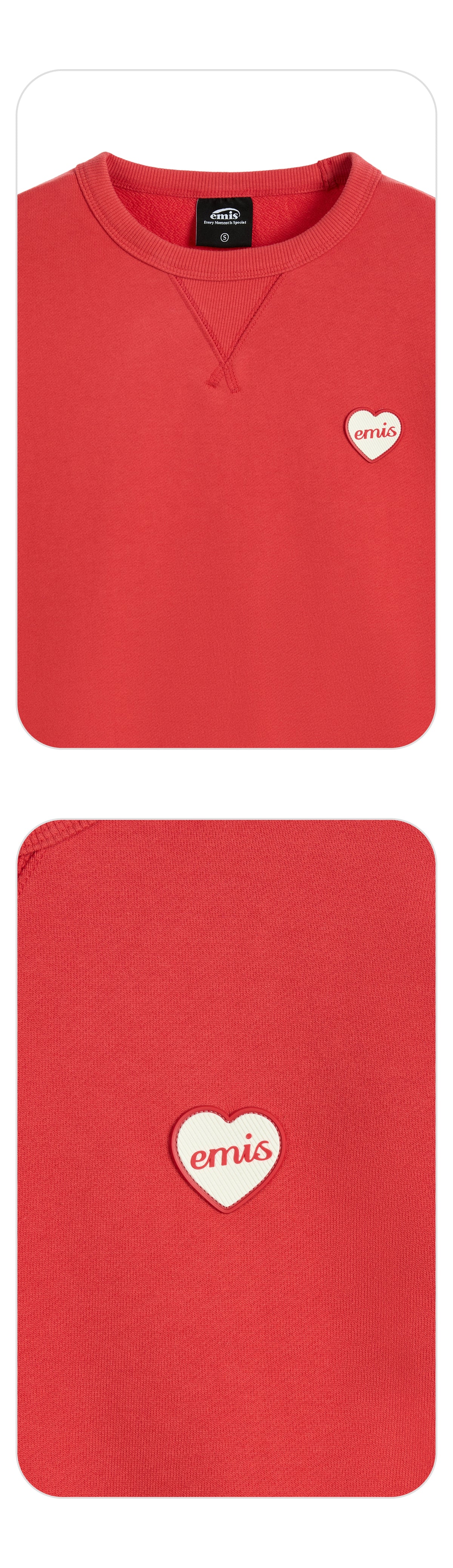 EMIS Heart Rubber Patch Sweatshirt-Red