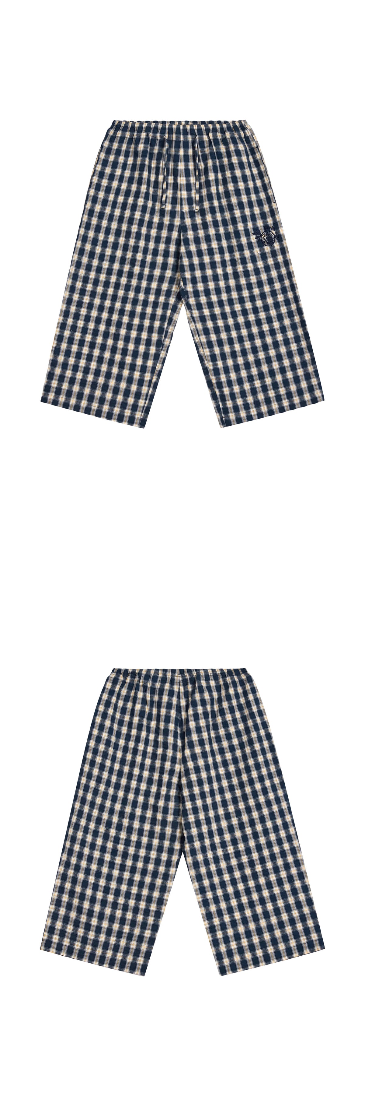 EMIS 3/4 Lounge Check Pants-Navy