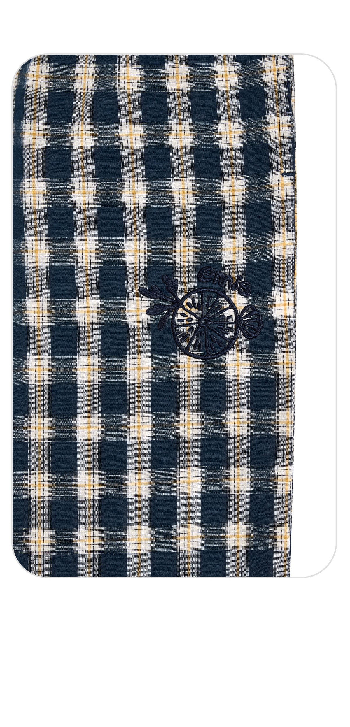 EMIS 3/4 Lounge Check Pants-Navy