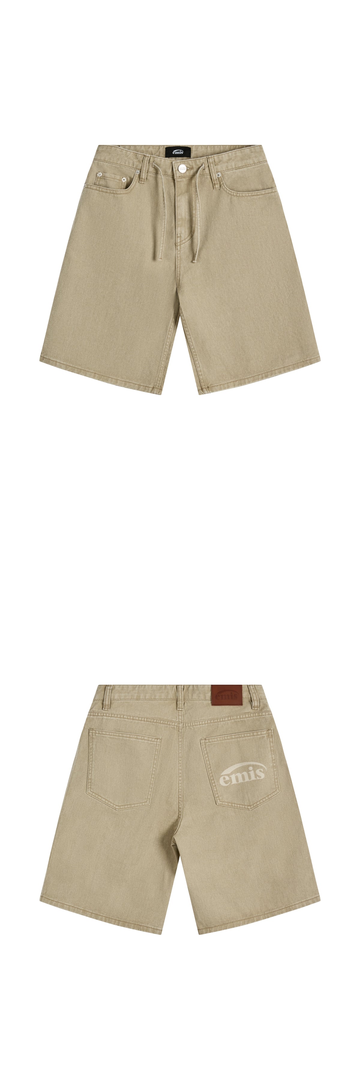 Emis Drawstring Cotton Shorts-Beige