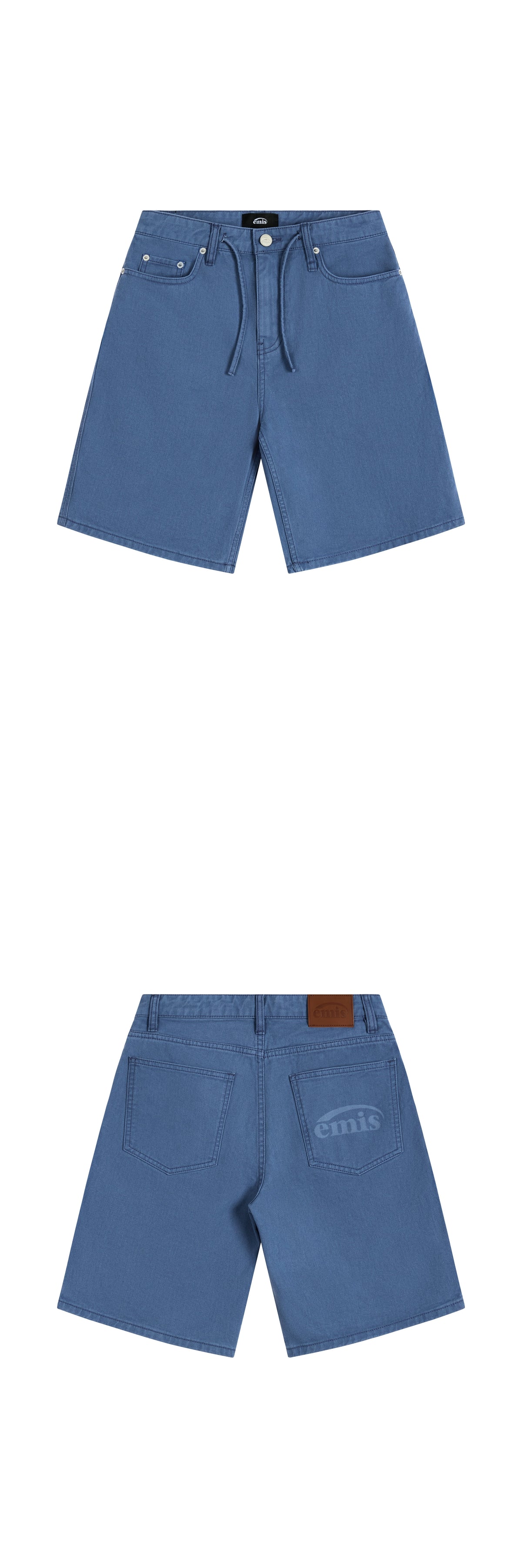 Emis Drawstring Cotton Shorts-Blue