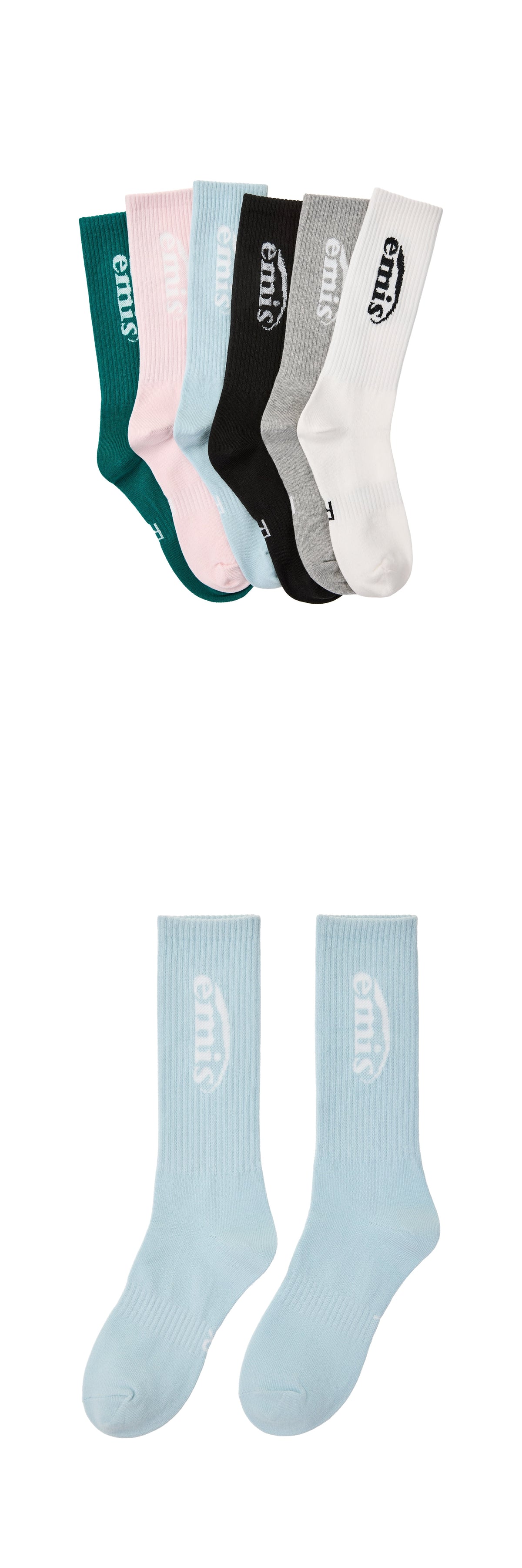 EMIS New Logo Jacquard Socks-Pastel Blue