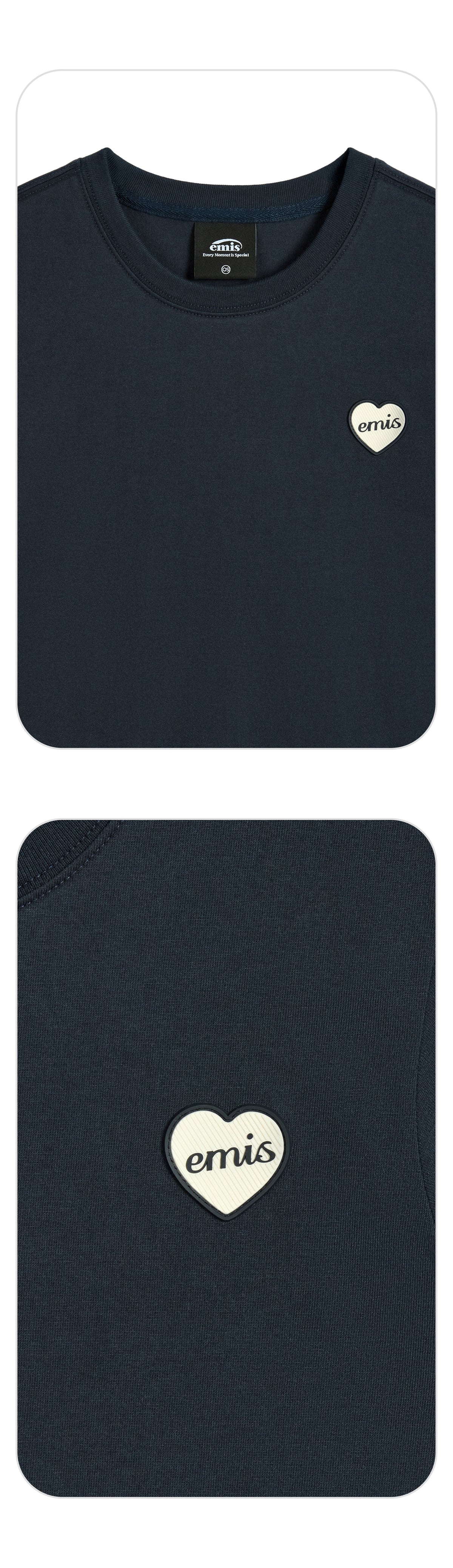 EMIS Heart Rubber Patch T-Shirt-Navy